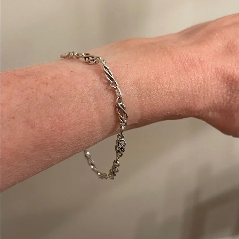 Vintage Style Sterling Silver Celtic Chain Bracelet 7 3/8” approx